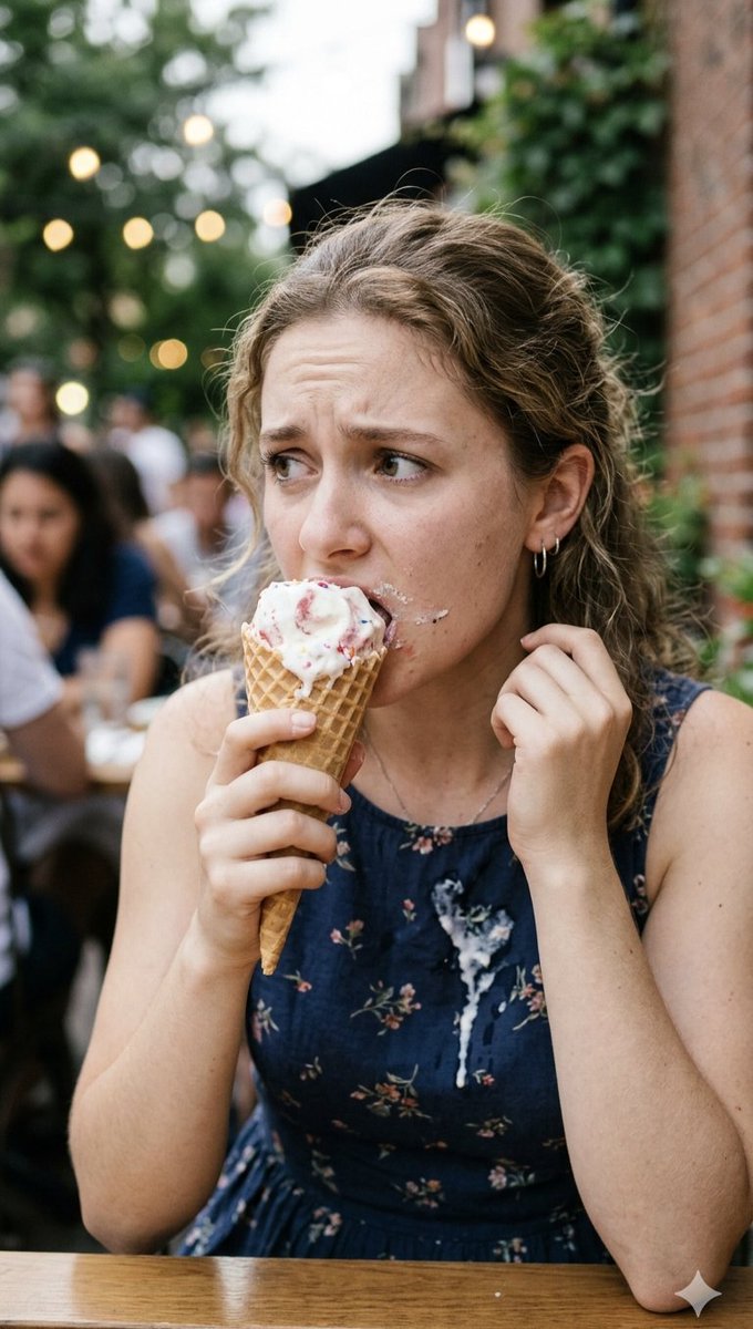 Preview image for Stressed Woman with Drip Ice Cream prompt