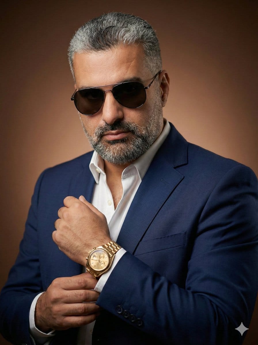 Stylish Man Studio Portrait Prompt - AI 프롬프트