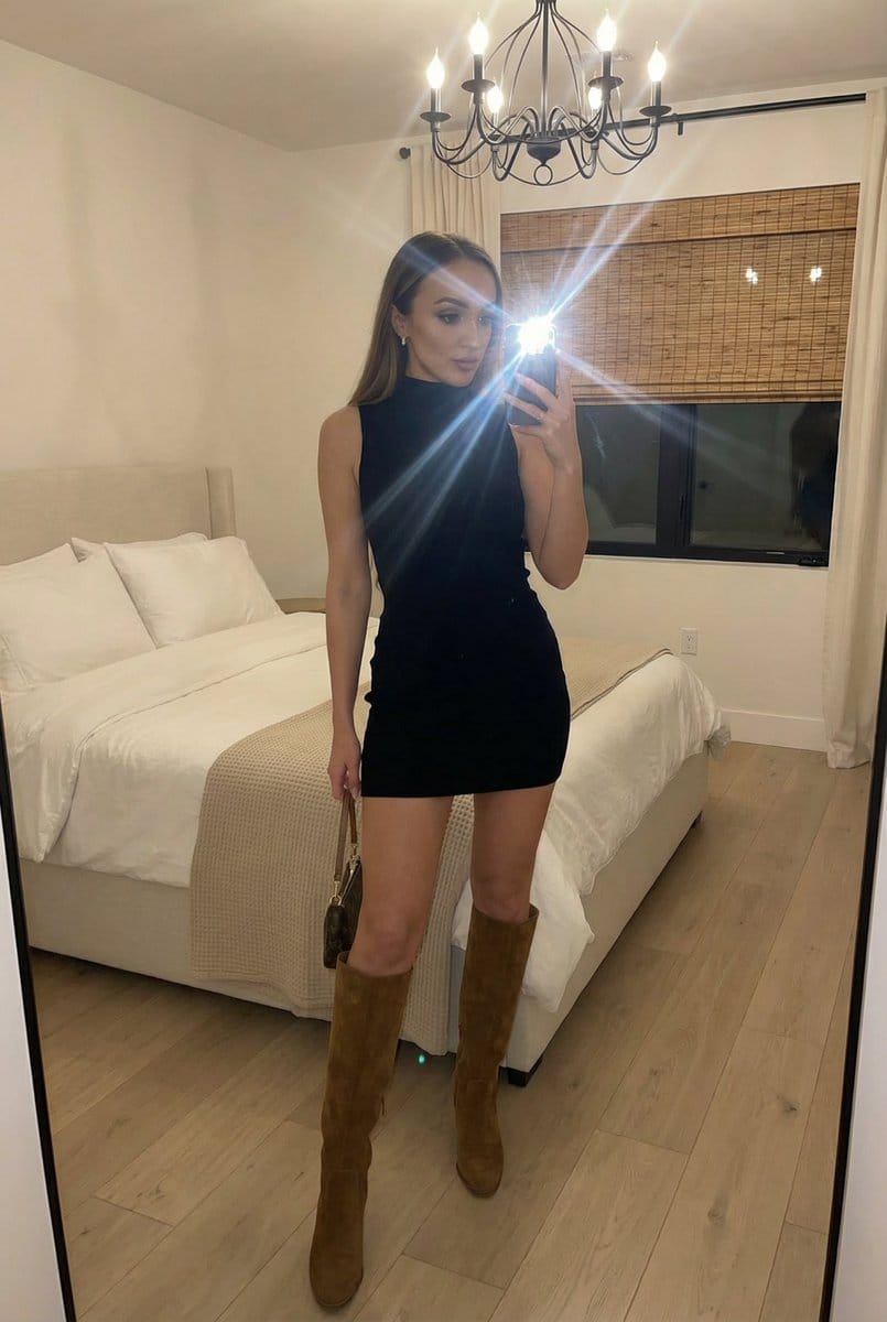 Preview image for Stylish Mirror Selfie in Modern Bedroom prompt