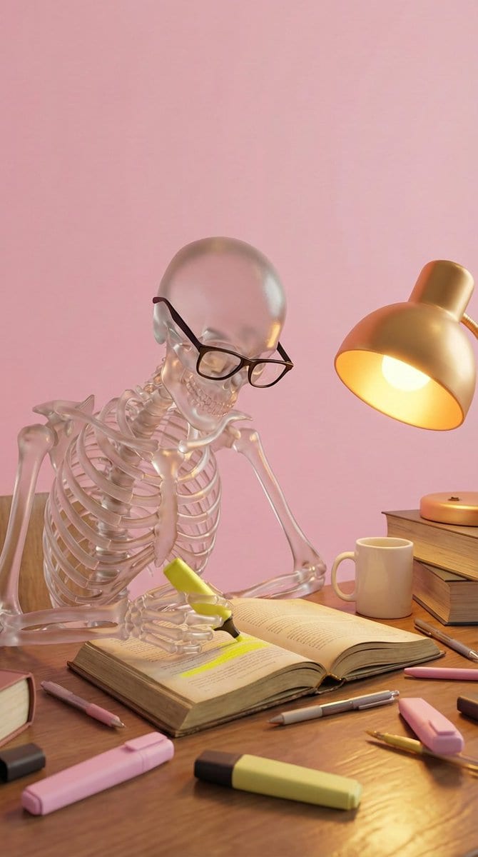Stylized 3D Glass Skeleton Render Prompt - نص توجيهي للذكاء الاصطناعي