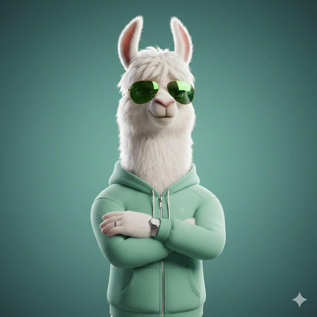 Preview image for Stylized 3D Llama Character in Streetwear prompt