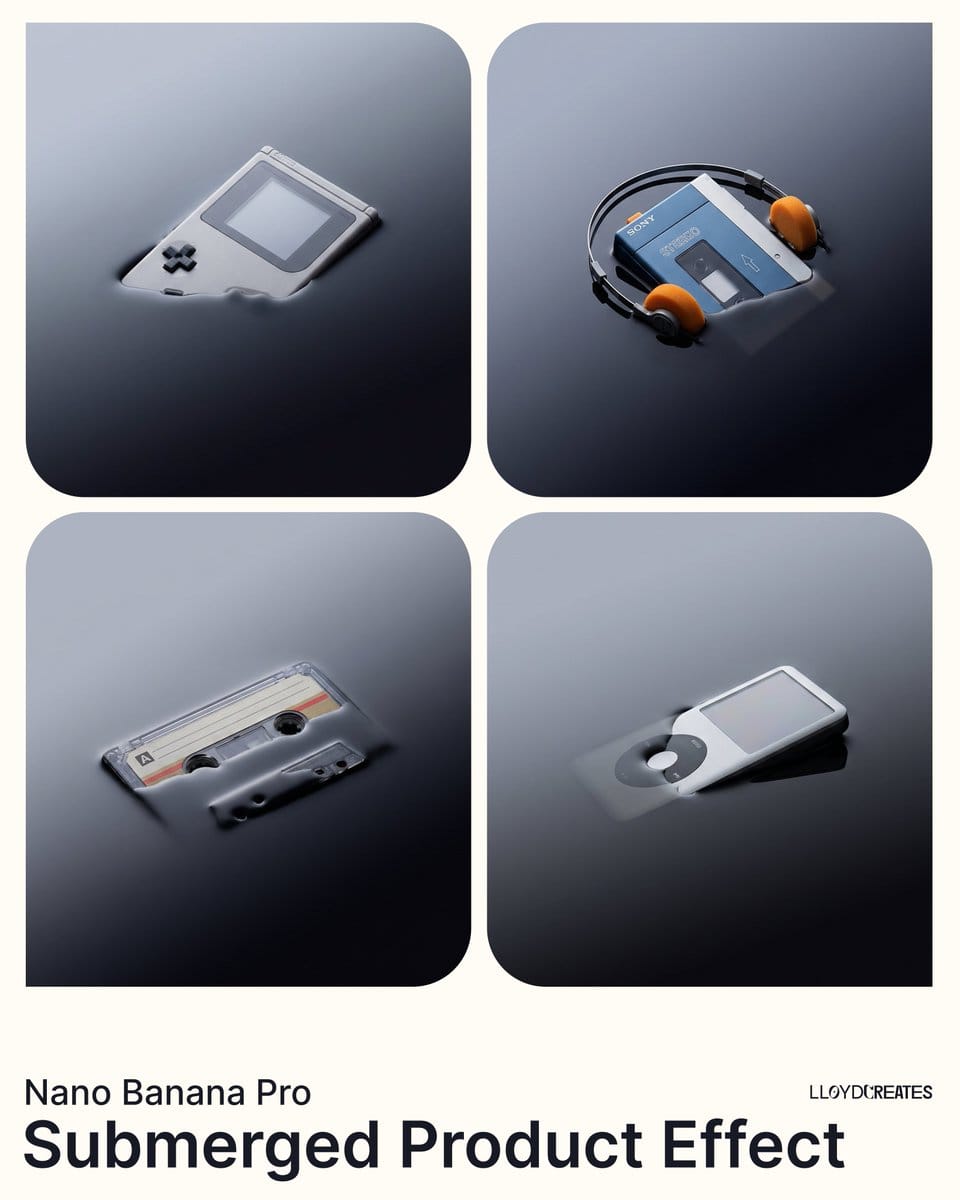 Submerged Product Effect Prompt - AI Generated AI Art Style Image Example
