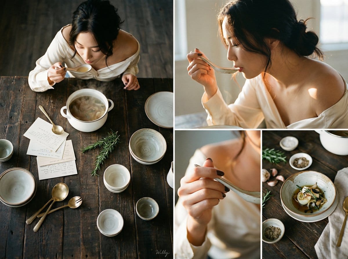 Sultry Korean Beauty Culinary Portrait Prompt - AI Generated Character Style Image Example