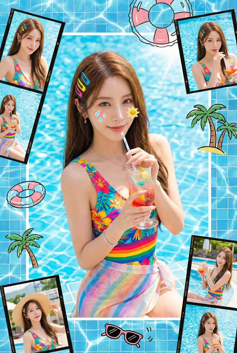 Summer Dopamine Fresh Style Collage Prompt for Nano Banana Pro