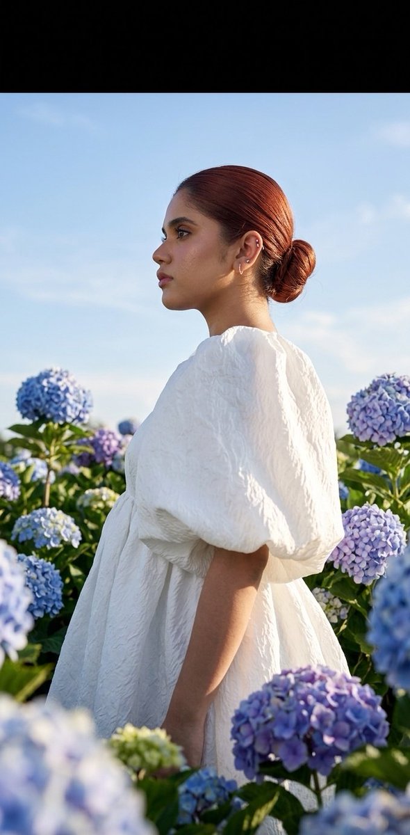 Preview image for Summer fashion hydrangea field editorial prompt