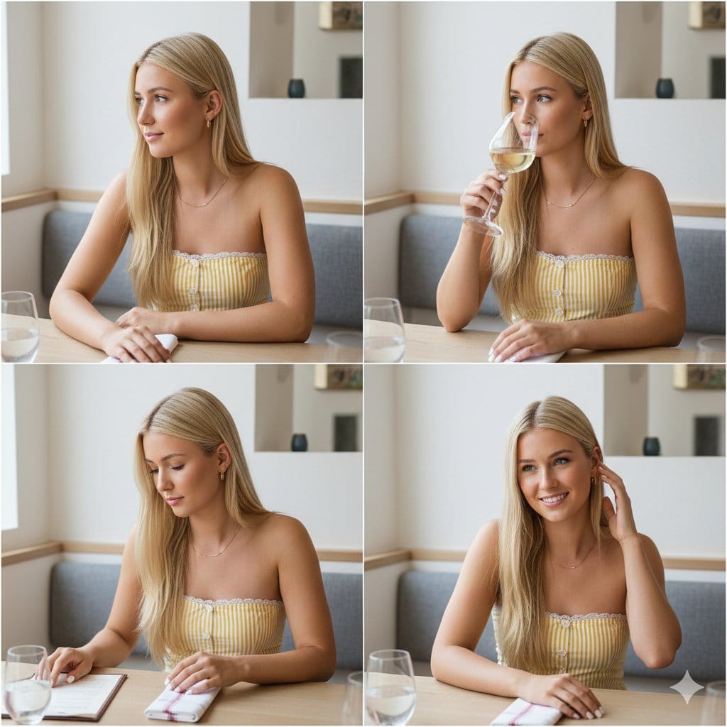 Summer Lifestyle Editorial Collage in Restaurant - AI Generated AI Art Style Image Example