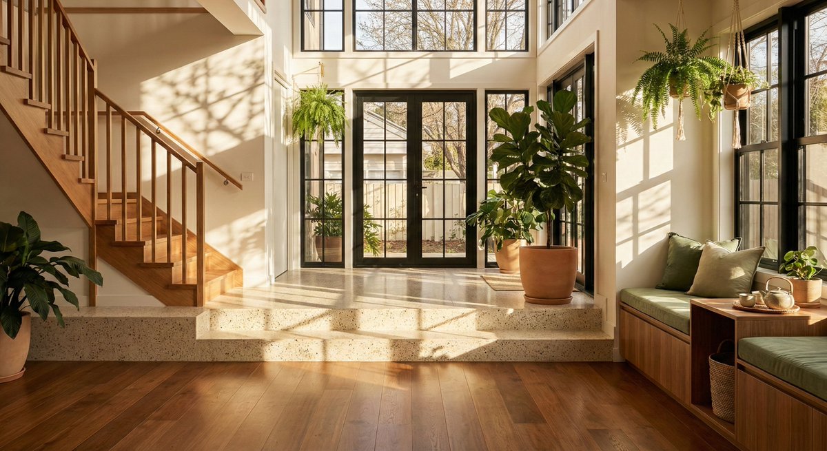 Preview image for Sun-Drenched Modern Entryway Architectural Photograph Prompt prompt