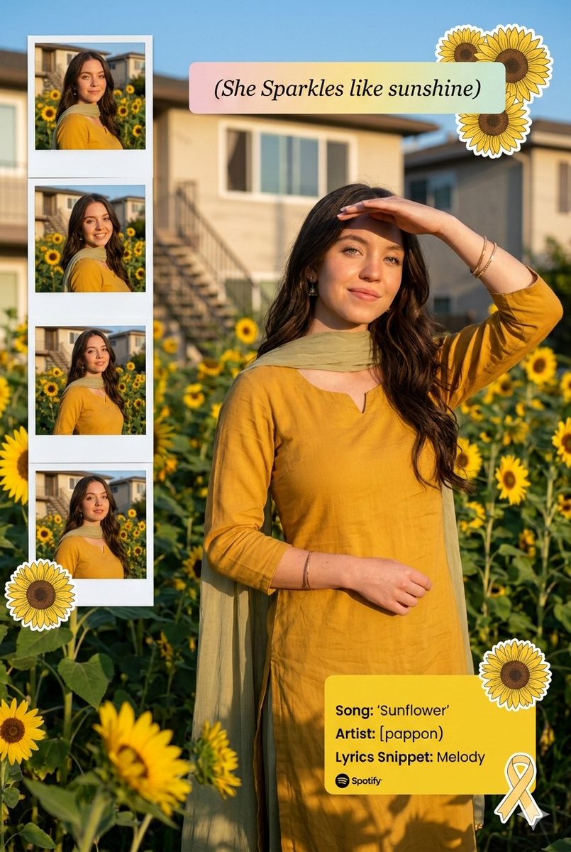 Preview image for Sunflower Garden Portrait with Instagram Collage Overlay prompt