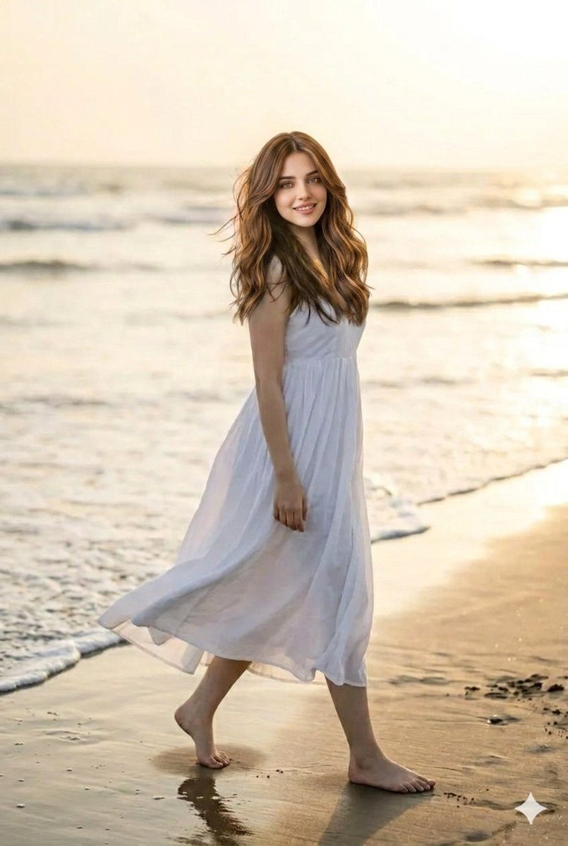 Sunset Beach Walk Portrait - AI Art AI Generated Artwork
