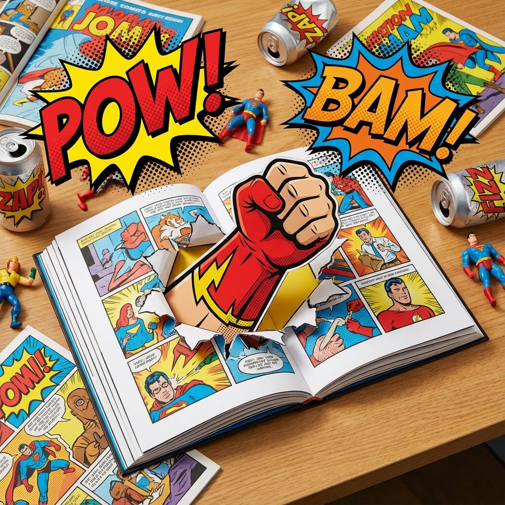 Superhero Comic Book Pop Art Diorama Prompt - AI提示词