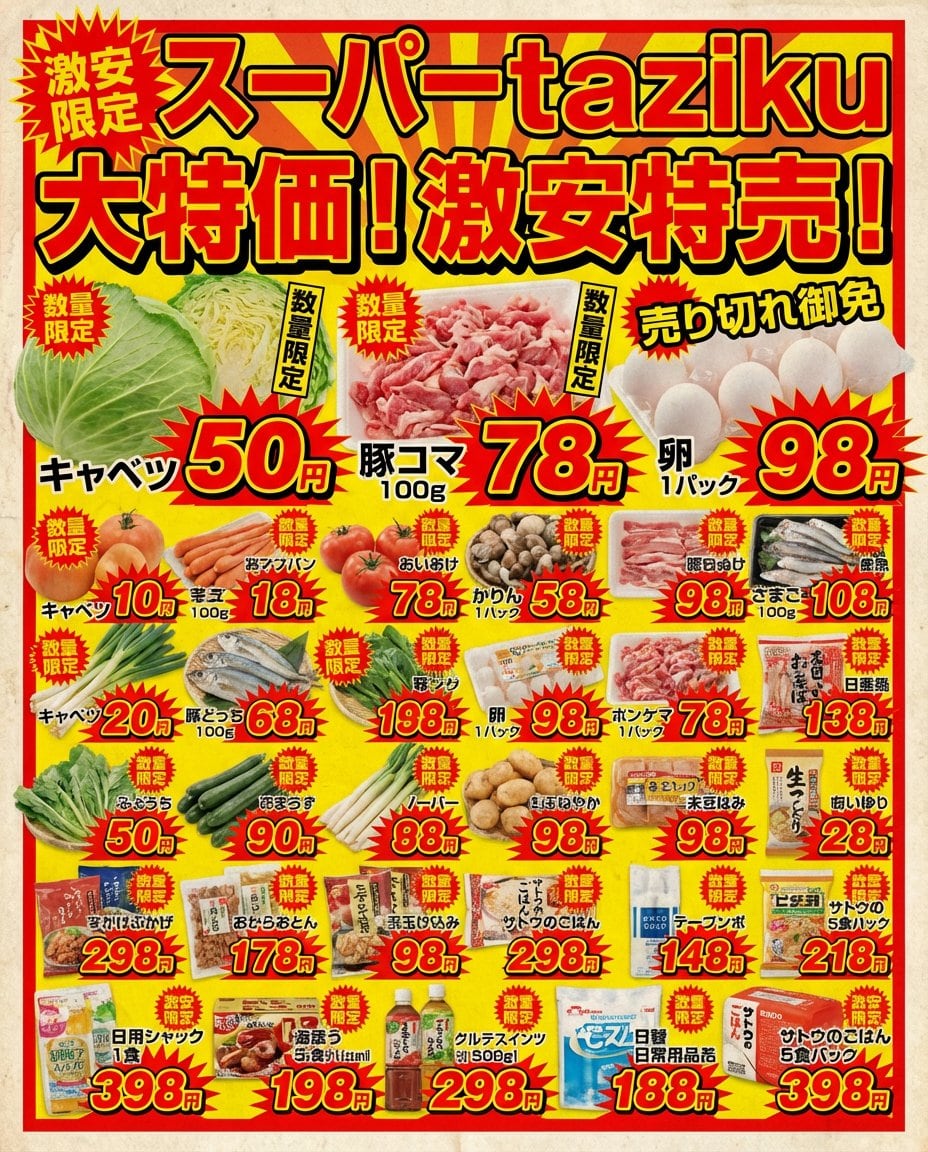 Supermarket sale flyer in Japanese - AI Generated AI Art Style Image Example
