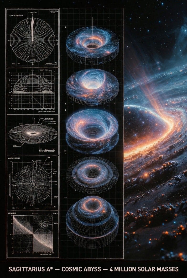 Supermassive Black Hole Museum Presentation Board - AI提示词