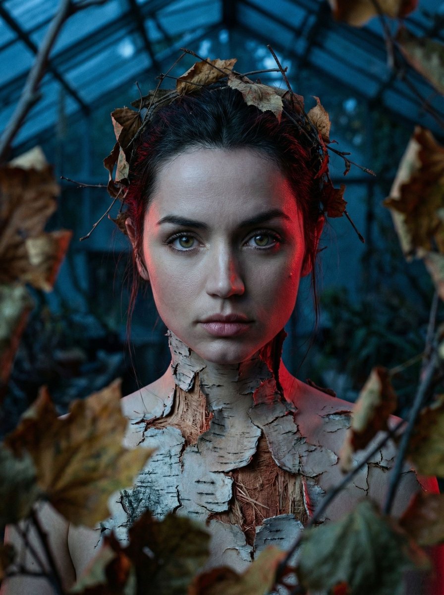 Surreal Birch Bark Portrait Prompt - AI Art AI Generated Artwork