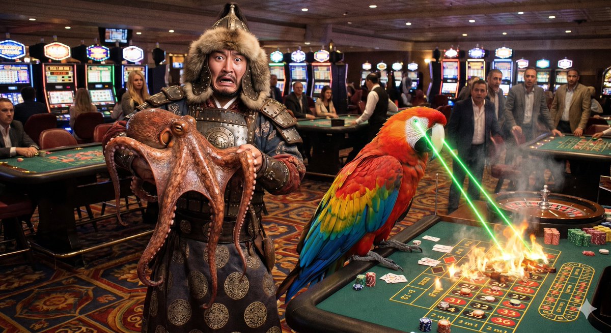 Preview image for Surreal Casino vs Parrot Battle prompt