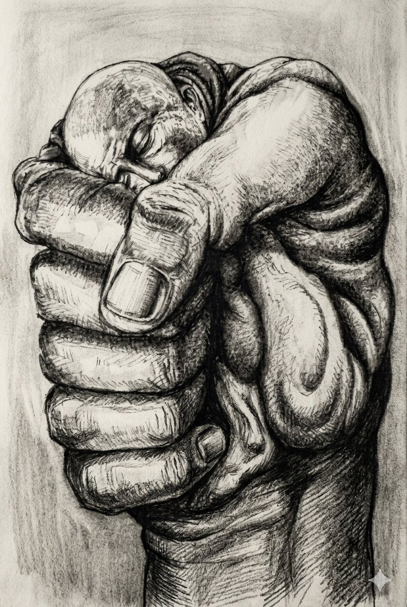 Preview image for Surreal Charcoal Fist Sketch prompt