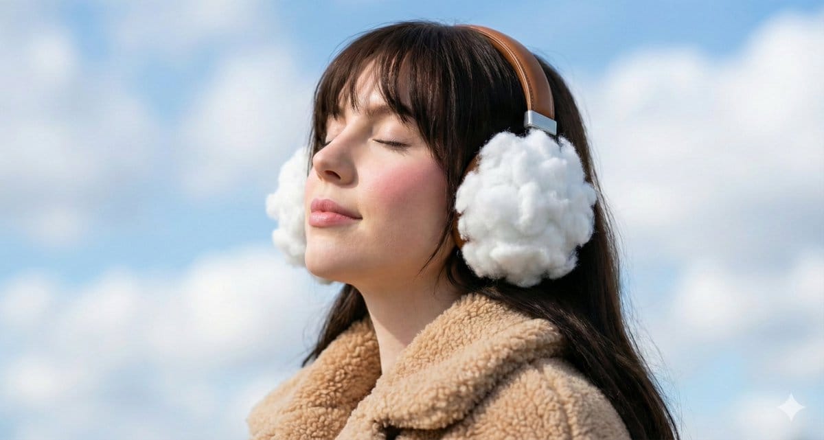 Surreal Dreamy Portrait with Cloud Headphones - Prompt de IA