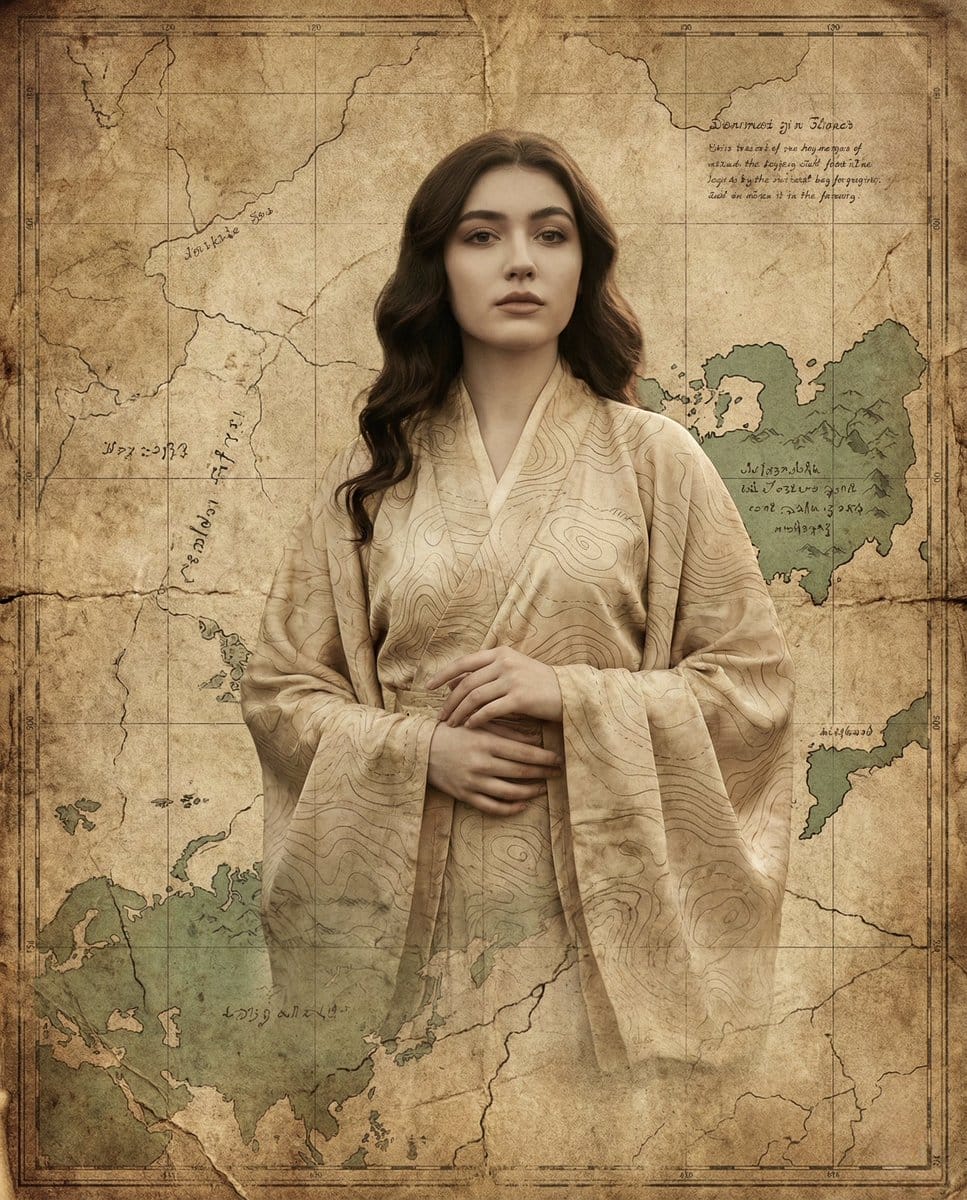 Surreal Fine-Art Portrait Emerging from Ancient Map