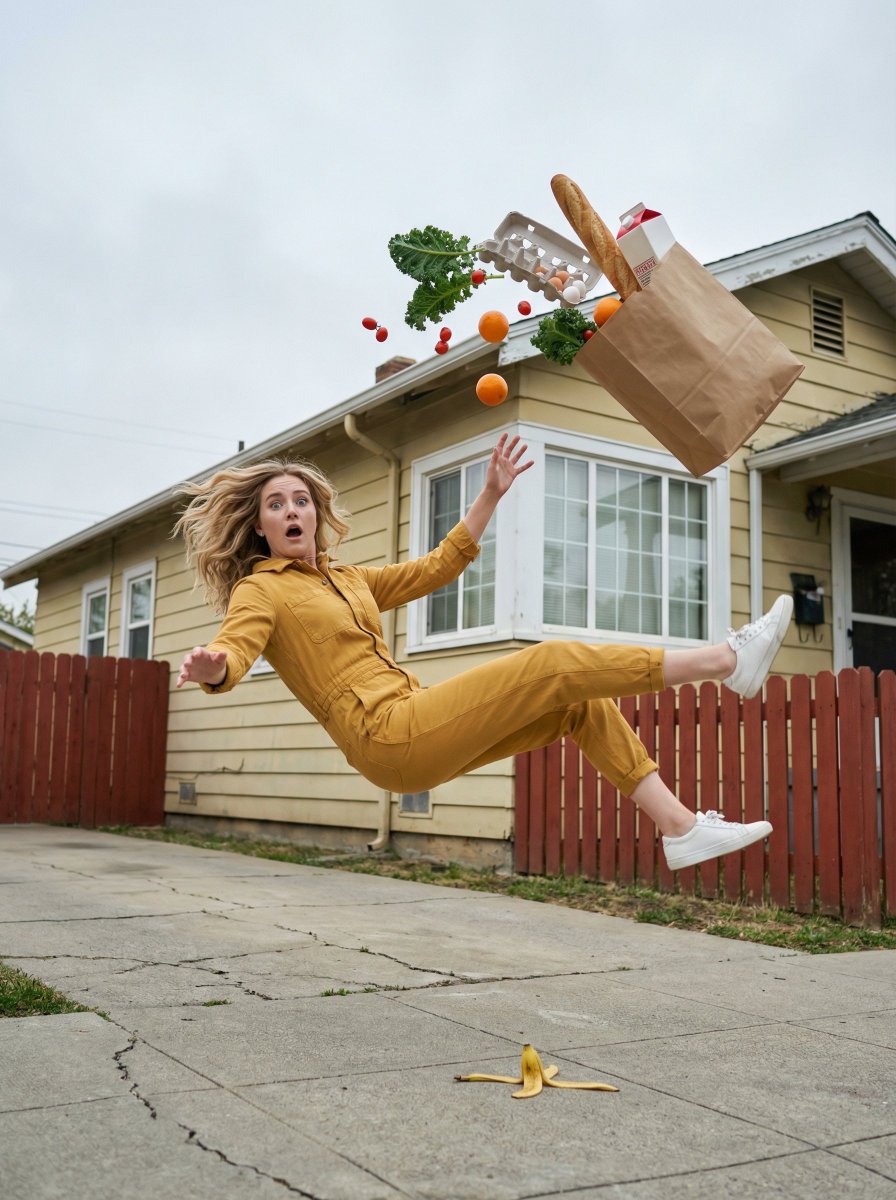 Preview image for Surreal Frozen Action Falling Woman Prompt prompt