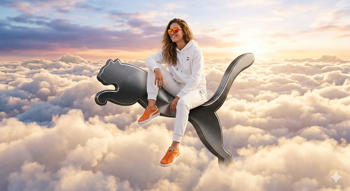 Preview image for Surreal High-Fashion Ad on Floating Puma Logo prompt