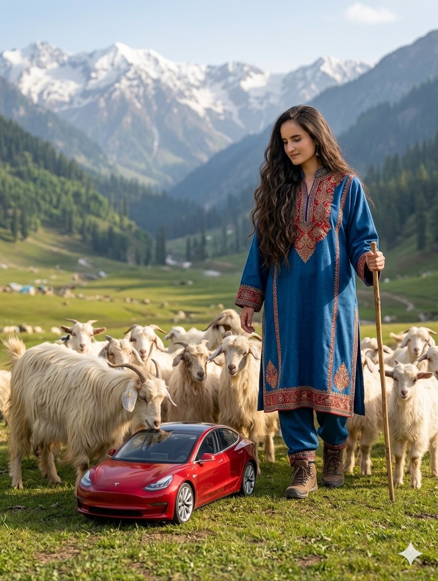 Preview image for Surreal Kashmiri Shepherd with Tesla prompt