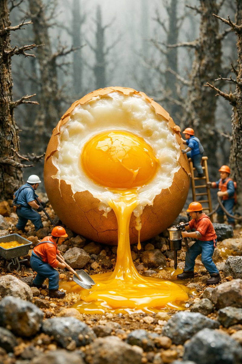 Preview image for Surreal Miniature Egg Art Scene Prompt prompt