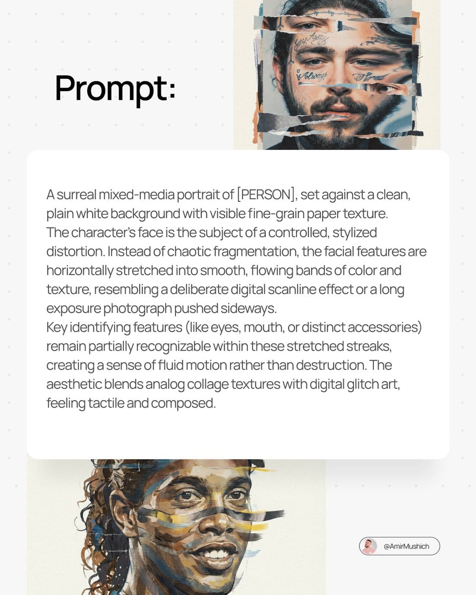 Surreal Mixed-Media Glitch Portrait Prompt