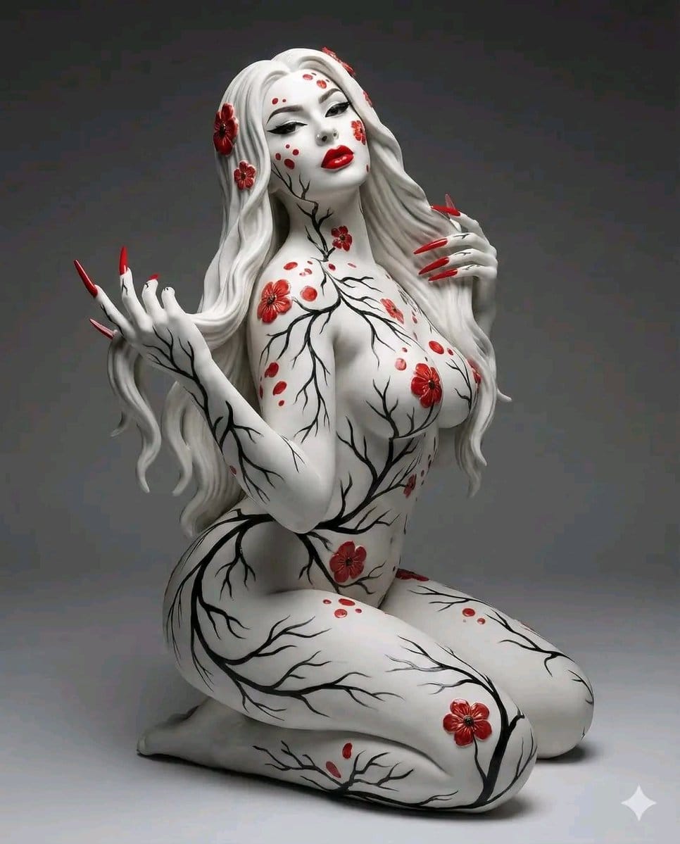 Surreal Porcelain Flora Figure Prompt - نص توجيهي للذكاء الاصطناعي