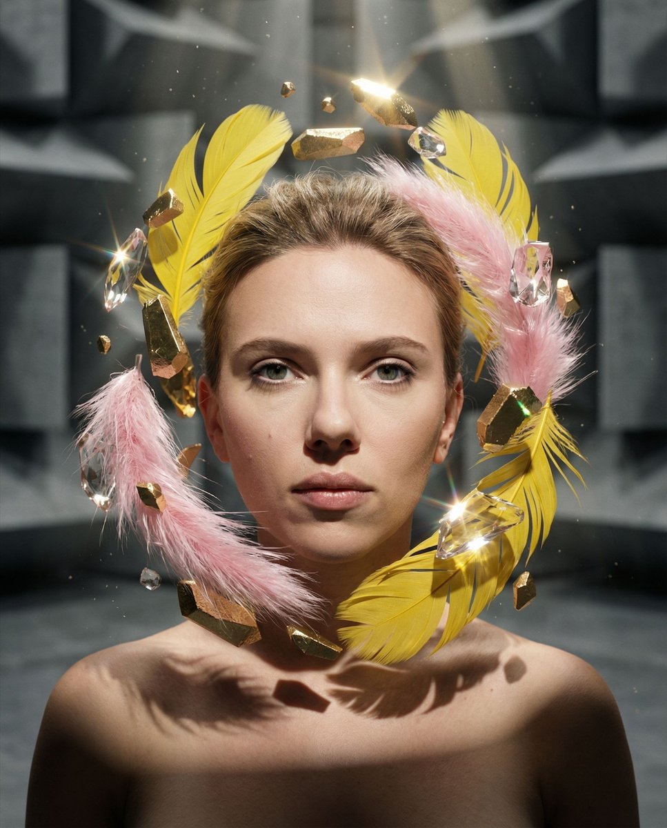 Preview image for Surreal Portrait with Floating Elements prompt