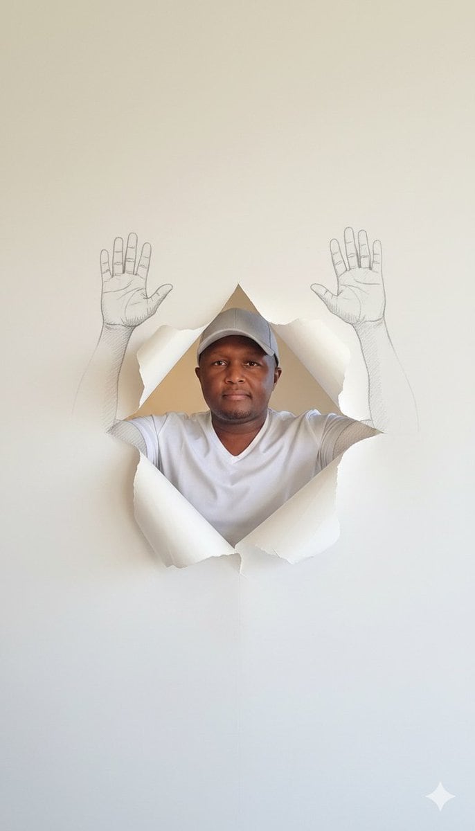 Surreal Portrait with Sketch Hands Emerging from Wallpaper - AI Prompt