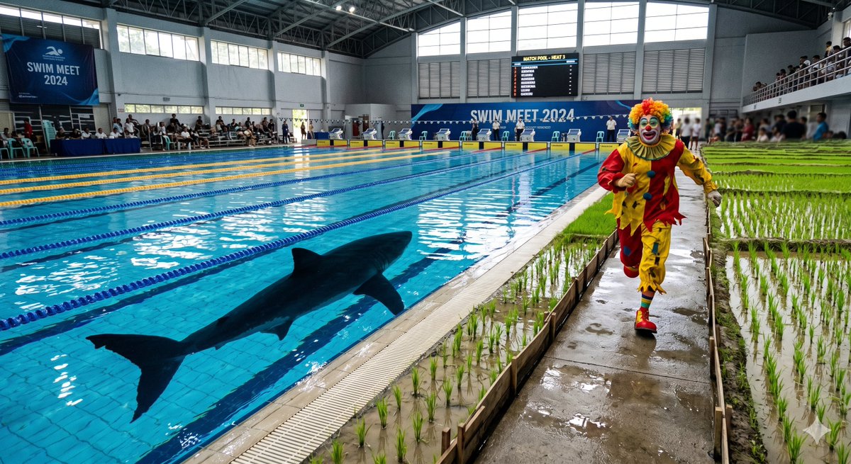 Swimming Pool vs Rice Field Comparison - AI Art AI Generated Artwork