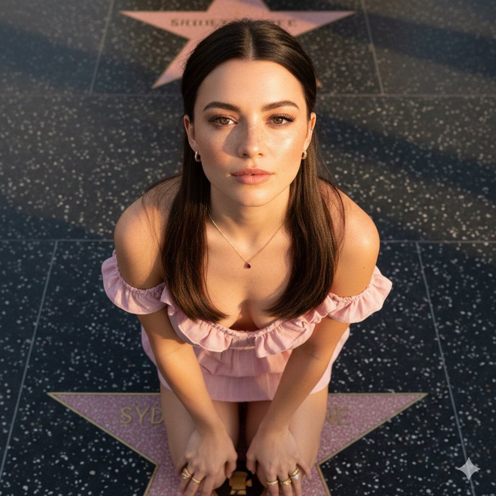 Preview image for Sydney Sweeney Golden Hour Portrait on Walk of Fame prompt