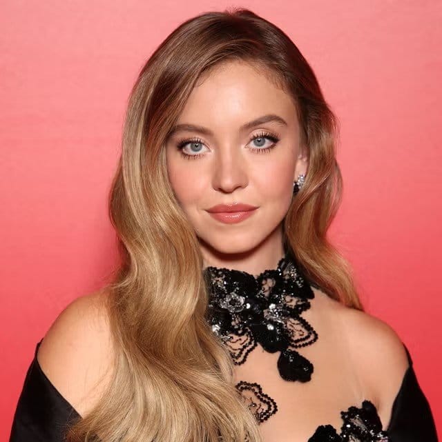 Sydney Sweeney Red Carpet Portrait with Lace Collar - AI Generated Character Style Image