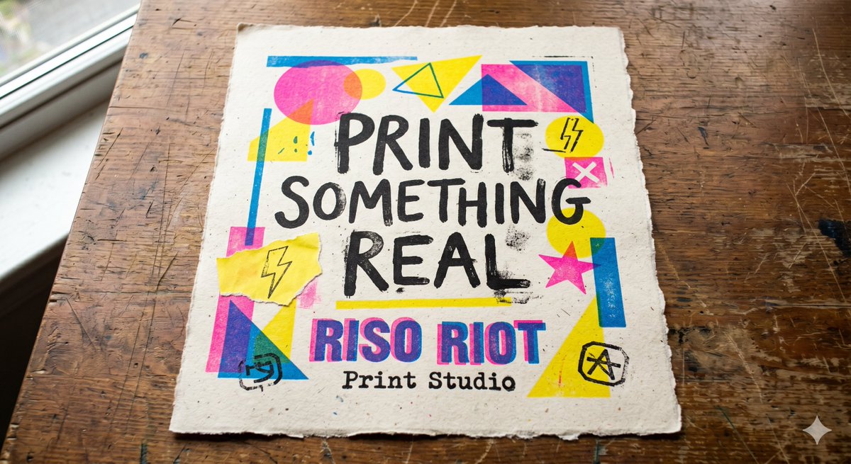 Preview image for Tactile Risograph Studio Poster prompt