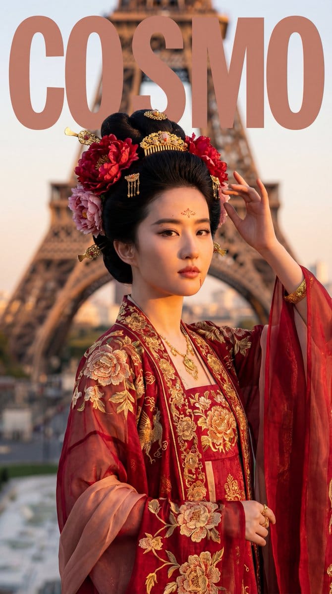 Tang Dynasty Empress in Paris Fashion Magazine Cover Prompt - AI Prompt