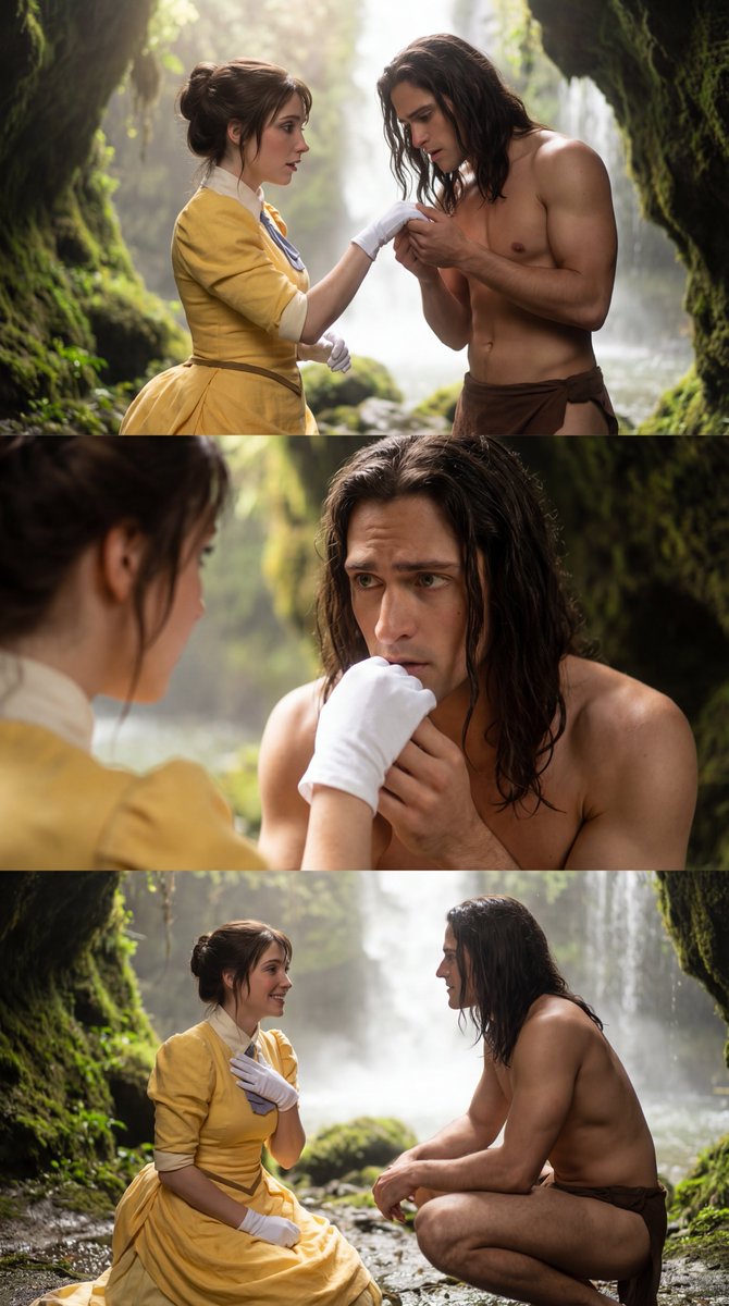 Preview image for Tarzan and Jane Cosplay Waterfall Triptych Prompt prompt