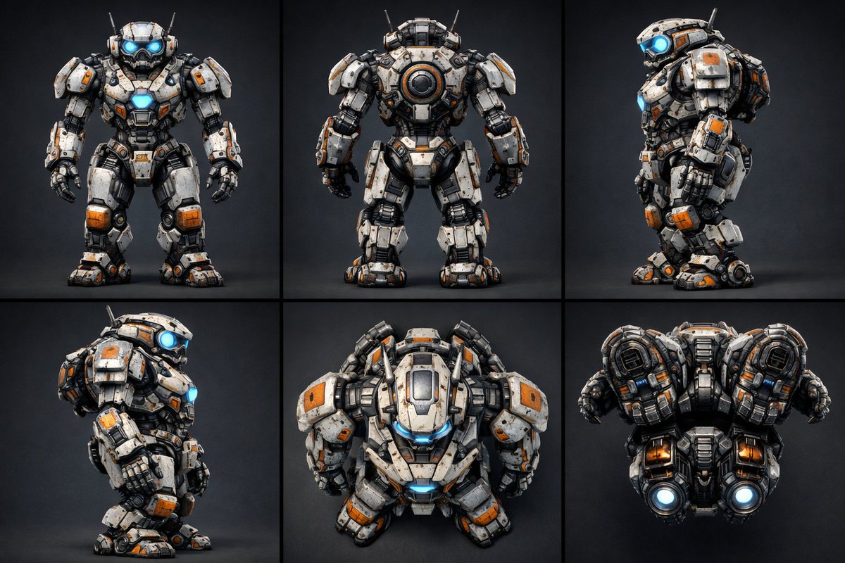 Technical Prompt for 3x2 Robot Character Matrix - Prompt IA