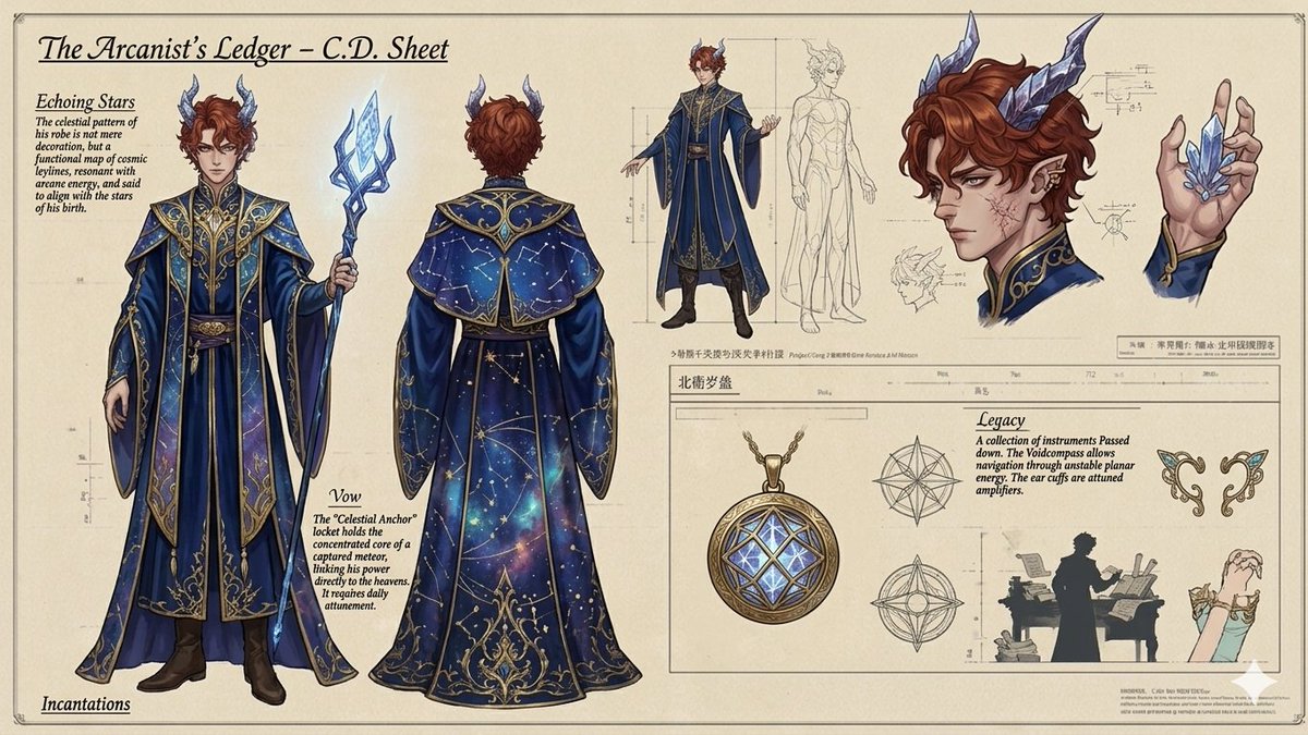 Preview image for The Arcanist's Ledger Character Sheet prompt