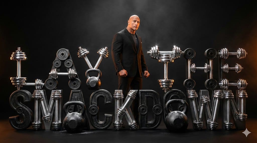 The Rock 'Lay the Smackdown' Cinematic Visual - AI Generated AI Art Style Image Example