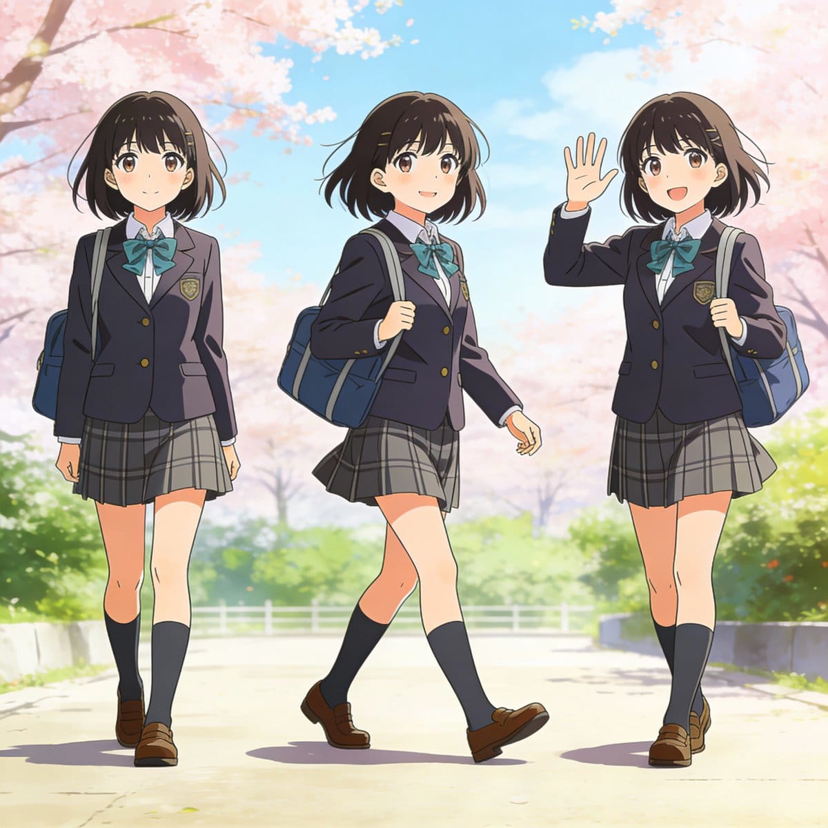Three-pose anime girl consistency prompt - نص توجيهي للذكاء الاصطناعي