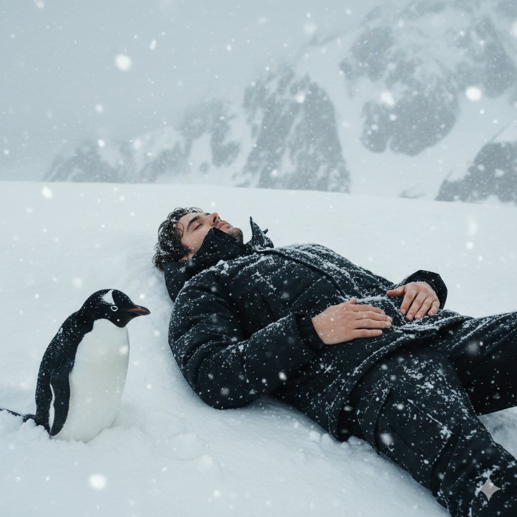 Tired Penguin in Alt Text Prompt - AI 프롬프트