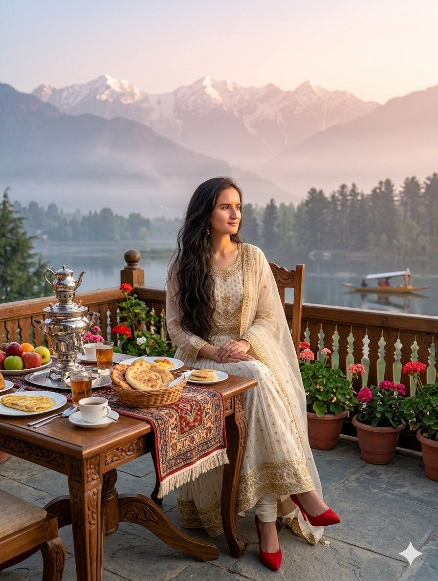 Preview image for Traditional Kashmiri Breakfast Landscape prompt