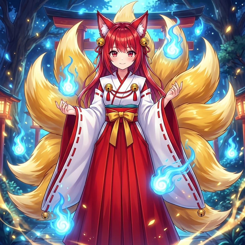 Preview image for Transforming into a Nine-Tailed Fox (Kitsune) prompt