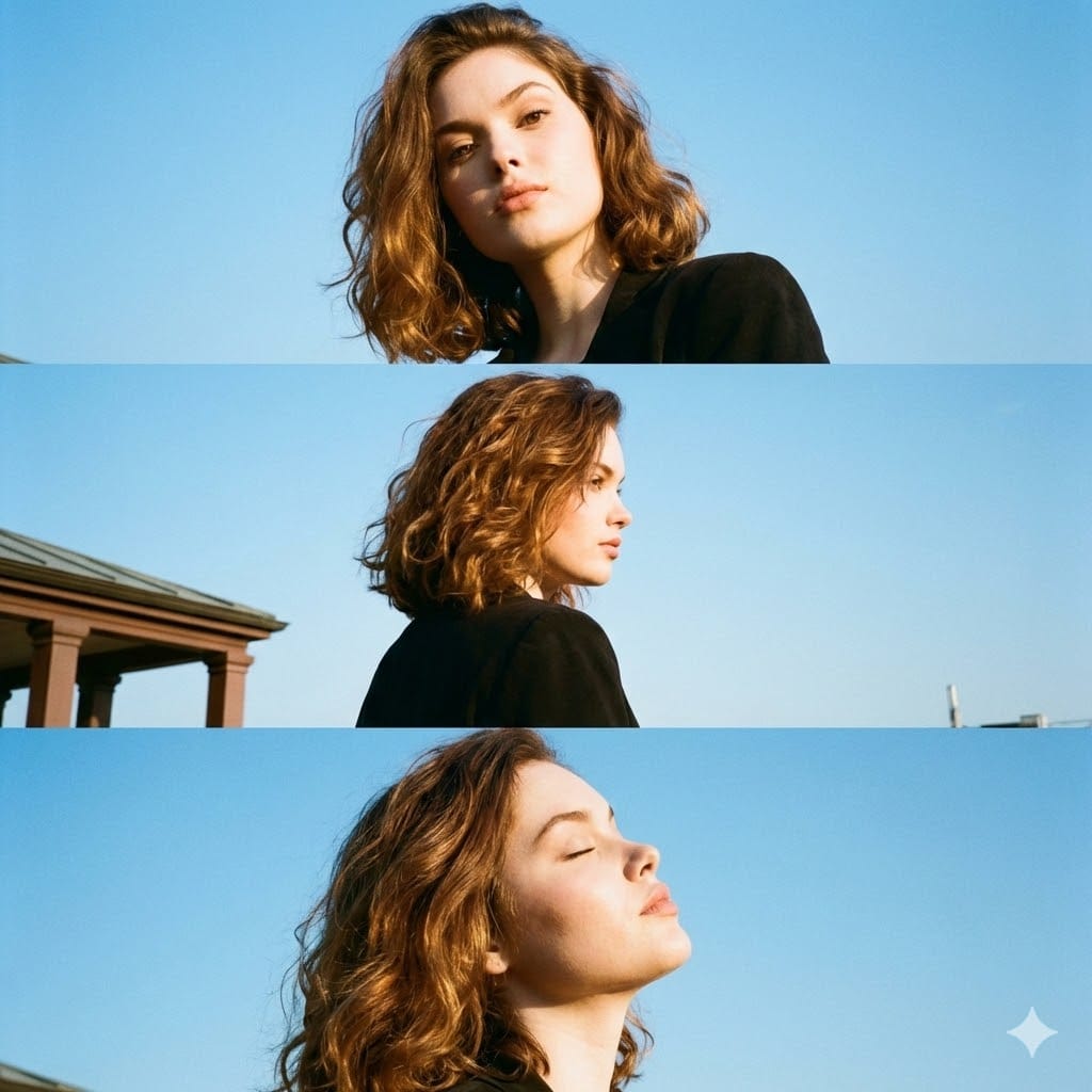 Triptych Portrait with Strict Identity Lock - AI Generated Character Style Image Example