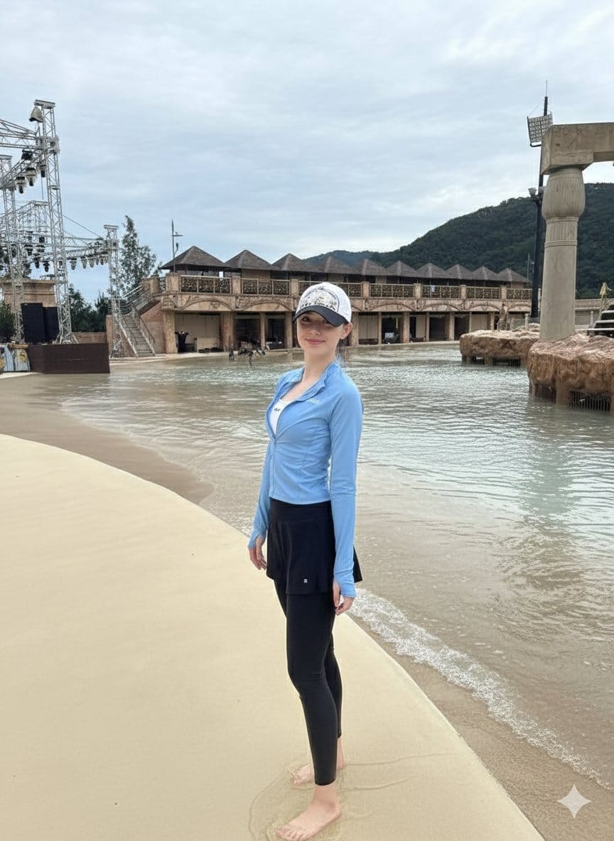 Tropical Water Park Portrait with Thai Architecture - KI-Prompt