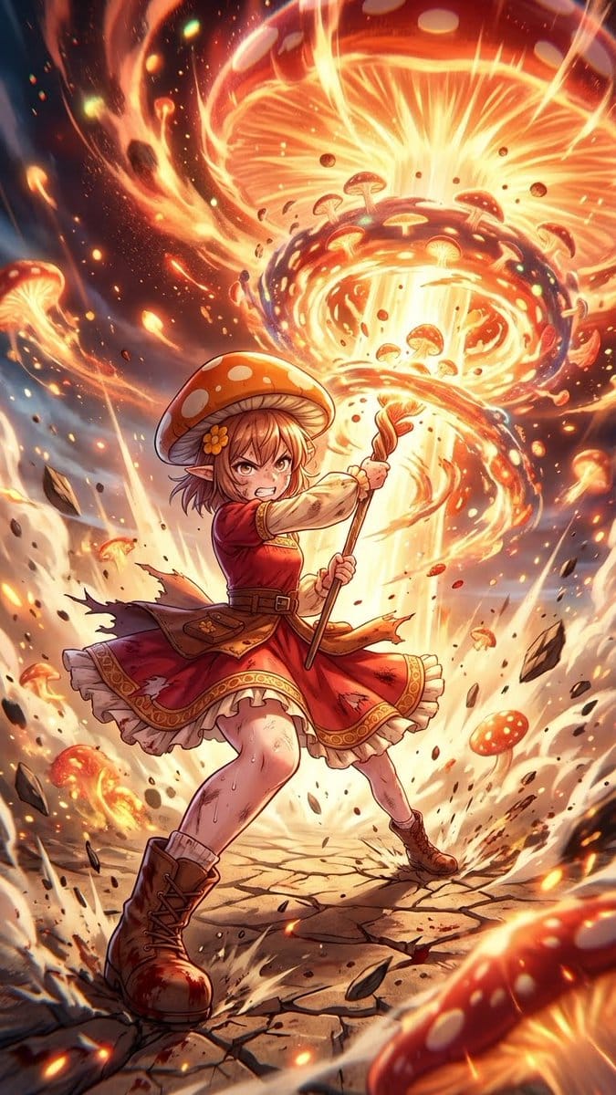 Ultimate Mushroom Crusher Illustration Prompt - Prompt IA
