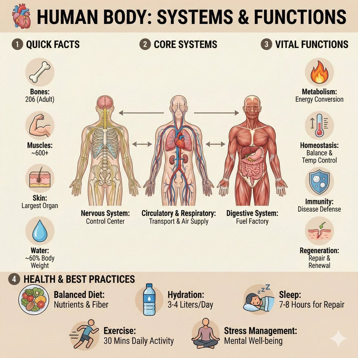Ultra-Clean Anatomy Infographic Prompt - AI Generated AI Art Style Image Example