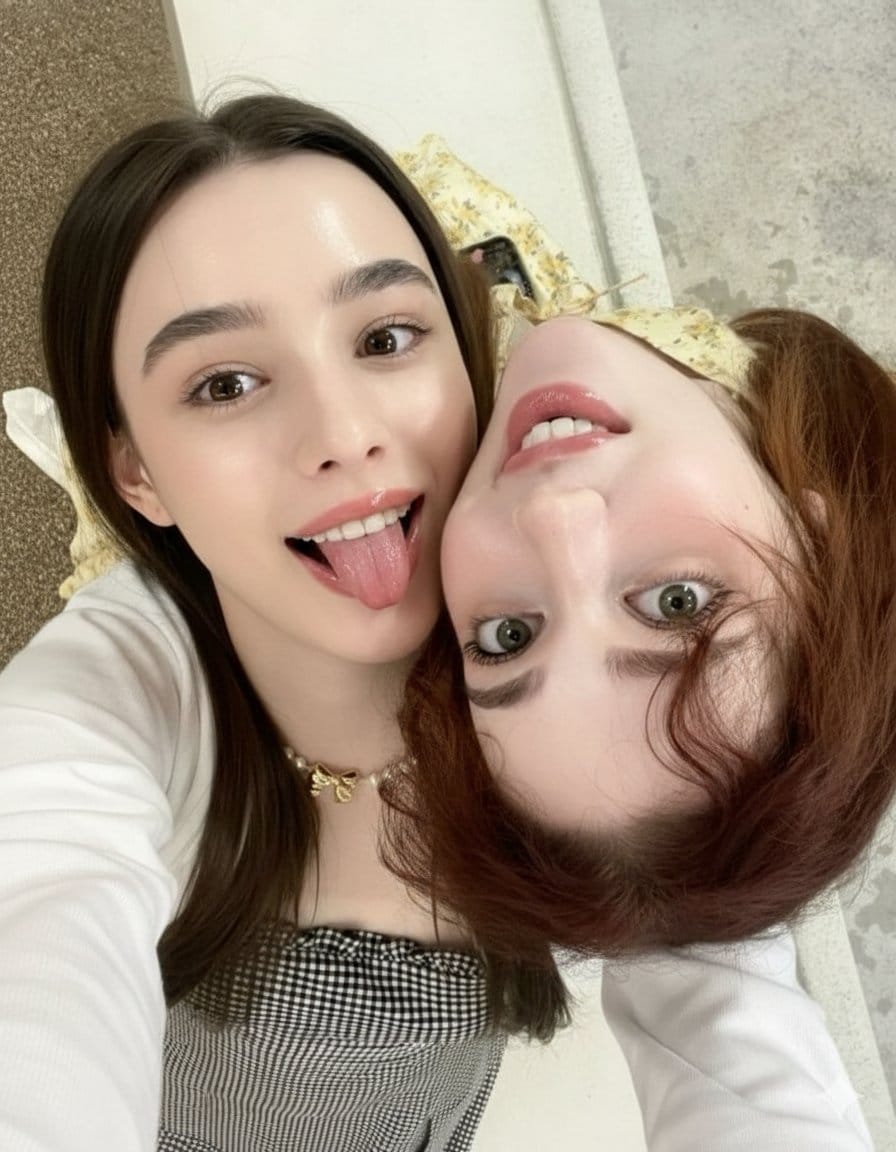Ultra-Detailed Close-Up Selfie of Two Girls - AI 프롬프트