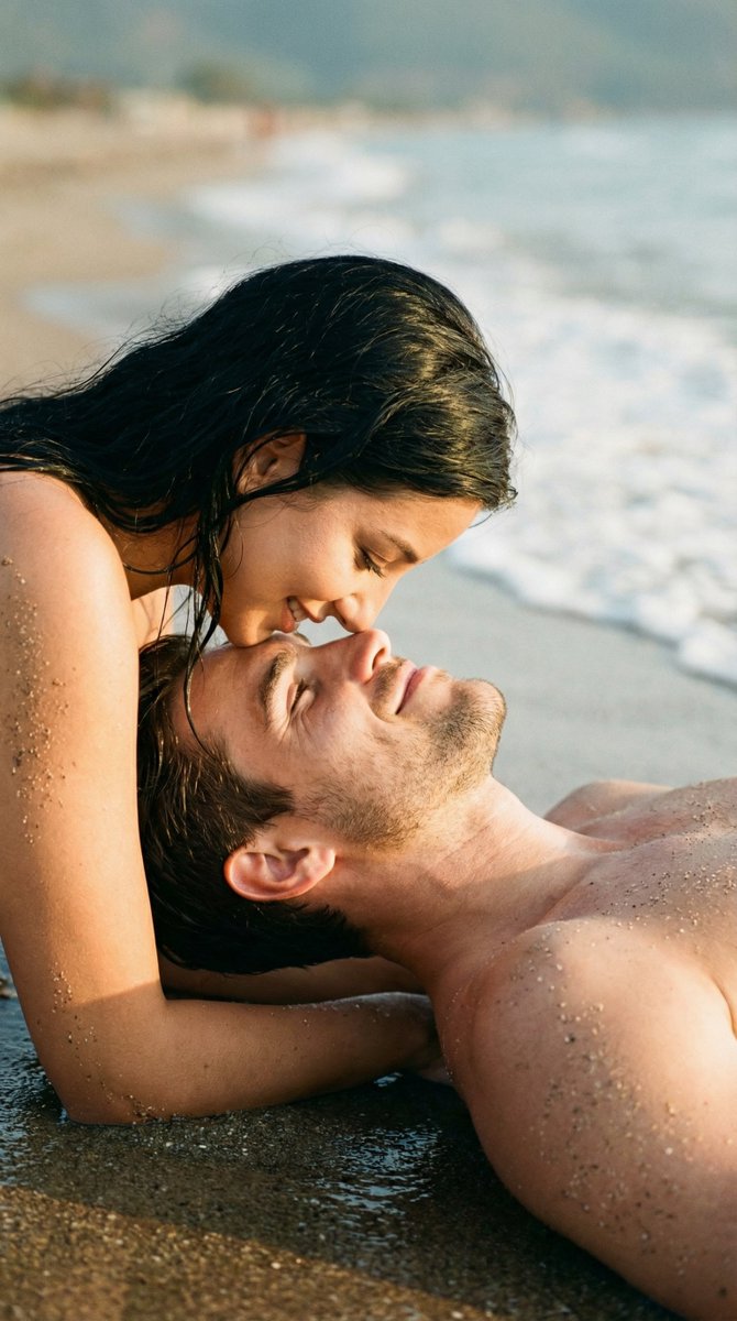 Preview image for Ultra-Photoreal Candid Beach Romance Close-up Prompt prompt