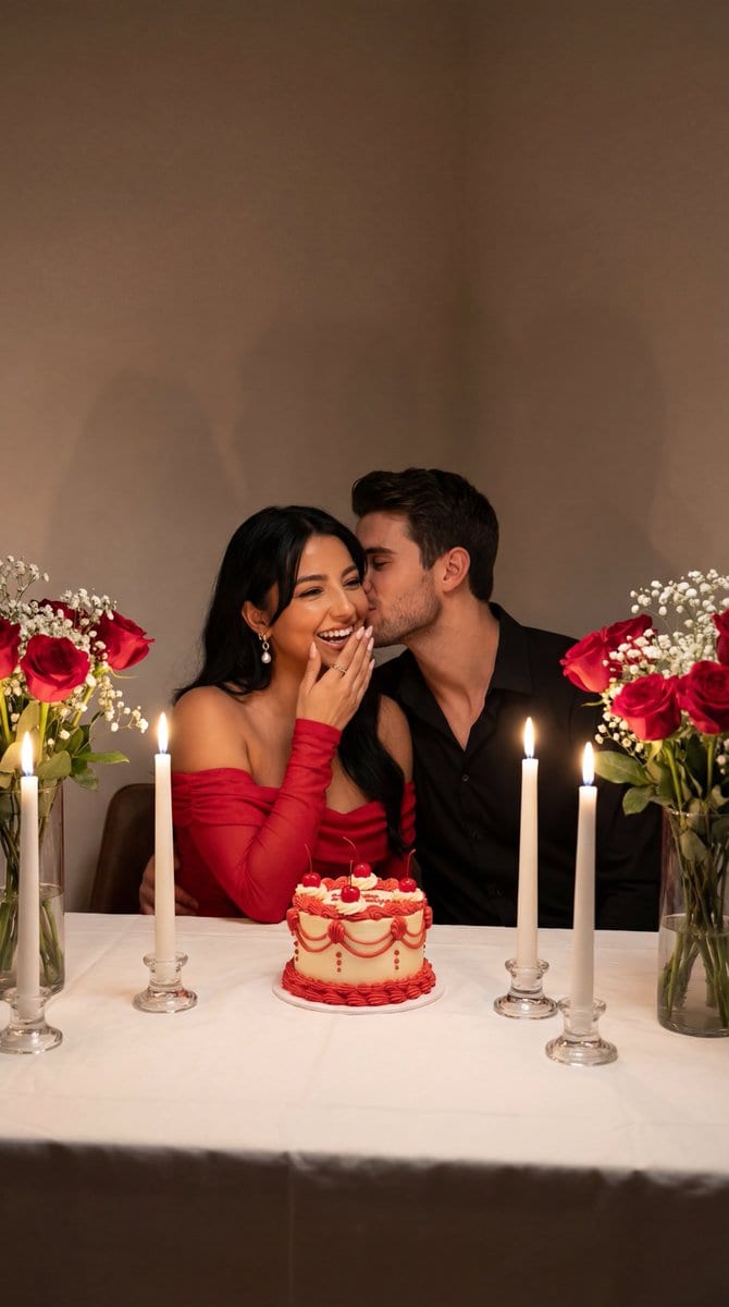 Ultra-Photoreal Candlelight Dinner Scene with Couple - AI提示词