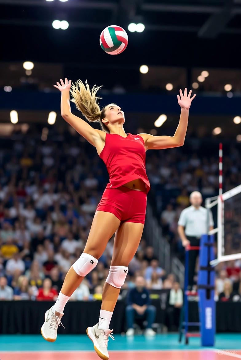 Ultra-Photoreal Volleyball Action Shot - AI Generated Realistic Style Image Example